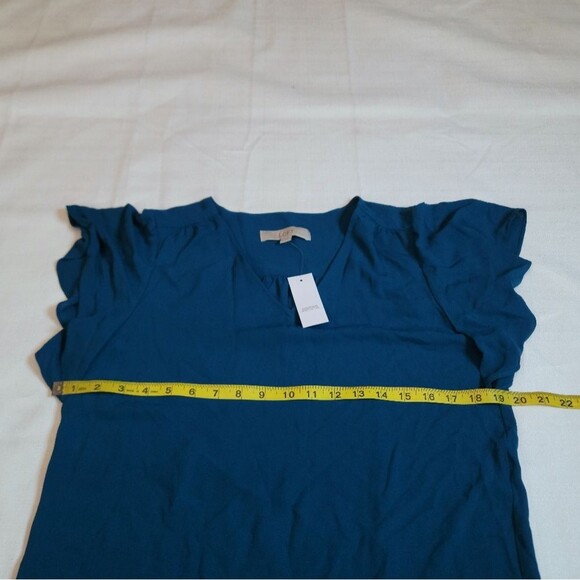 Loft Teal Flutter Sleeve Top Size XS - Picture 6 of 8